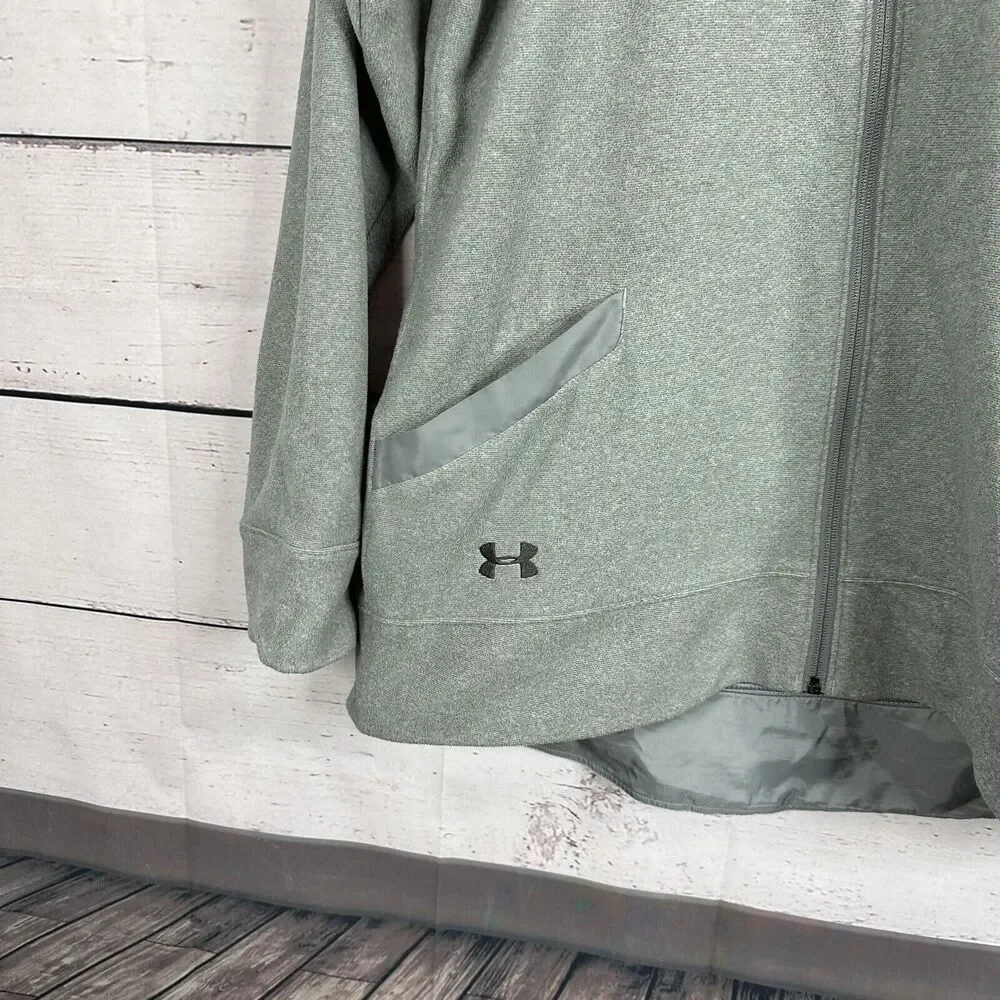 Under Armour Jacket Womens Medium Performance‎ Fleece Gray Loose Zip Cold Gear